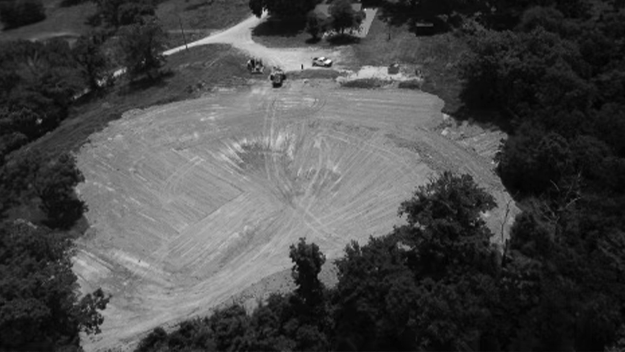 Aerial view of the Amphitheater site before construction