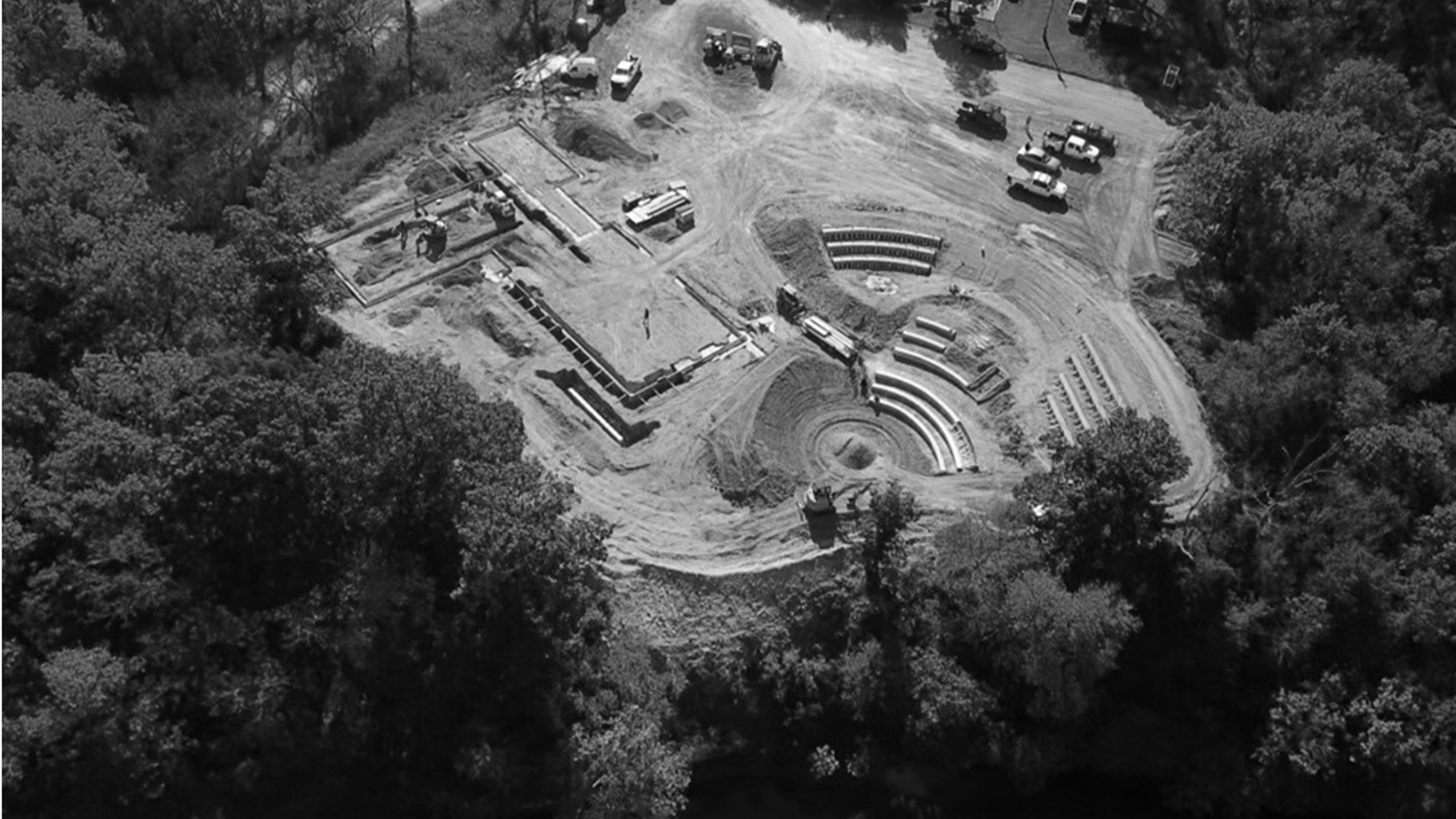 Aerial view of Amphitheater construction