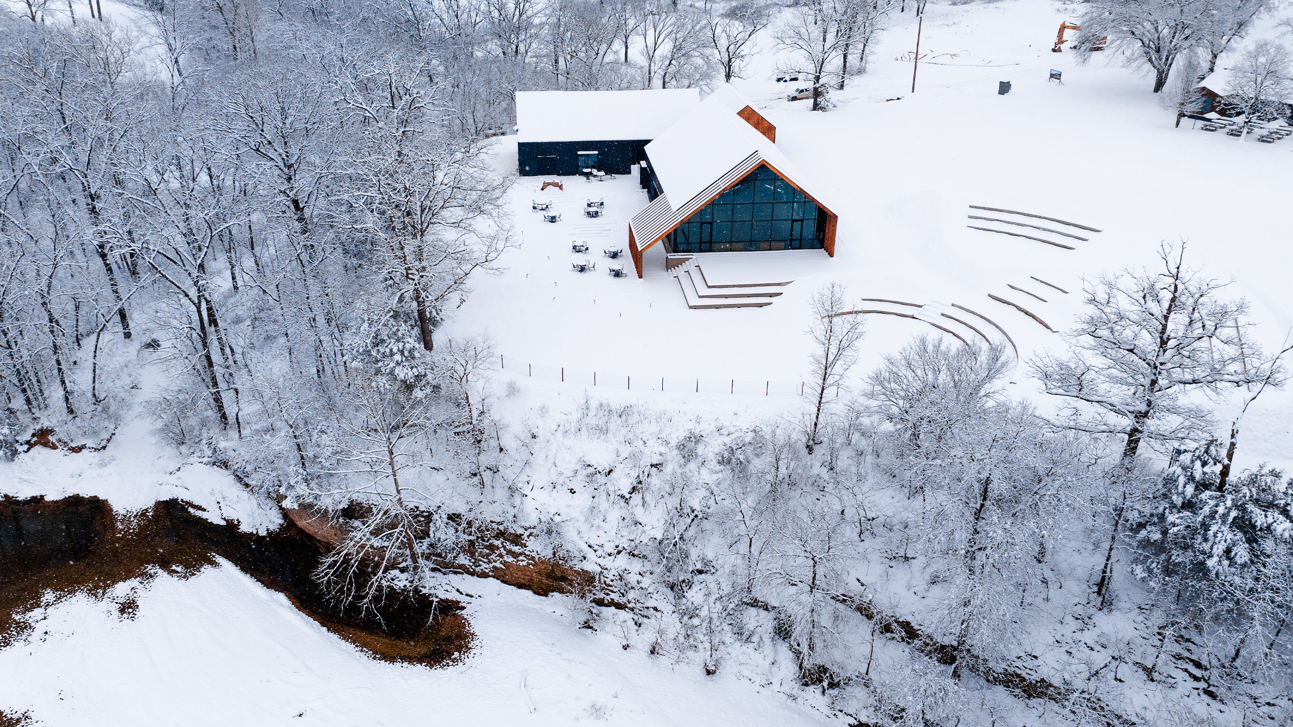 Amphitheater and pavilion in winter