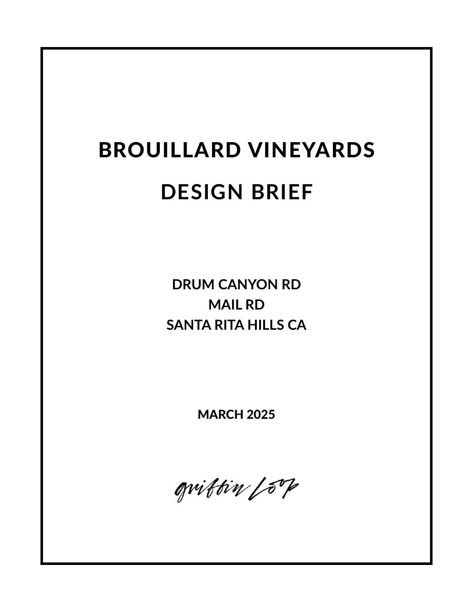 Brouillard Vineyards design brief cover