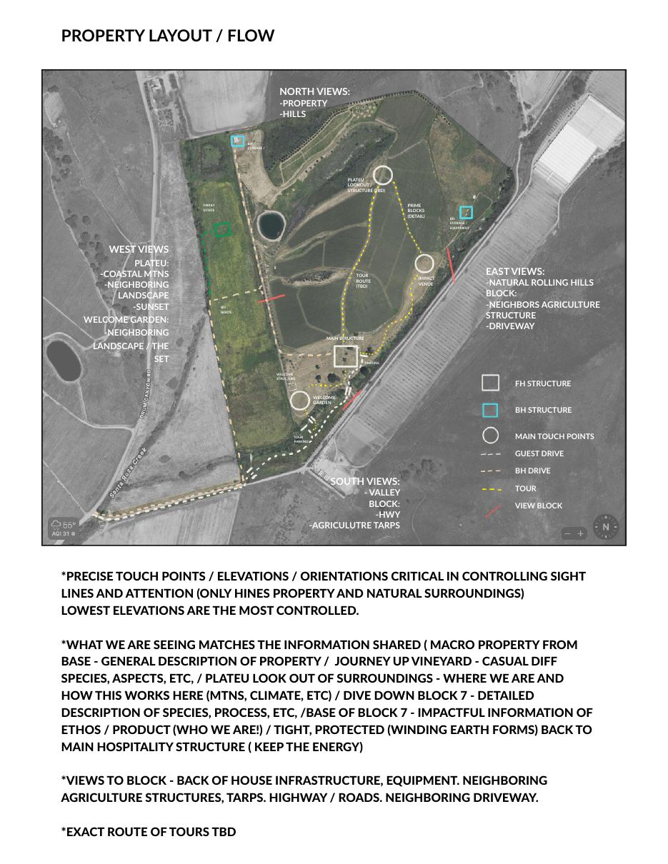 Brouillard Vineyards property layout and visitor flow