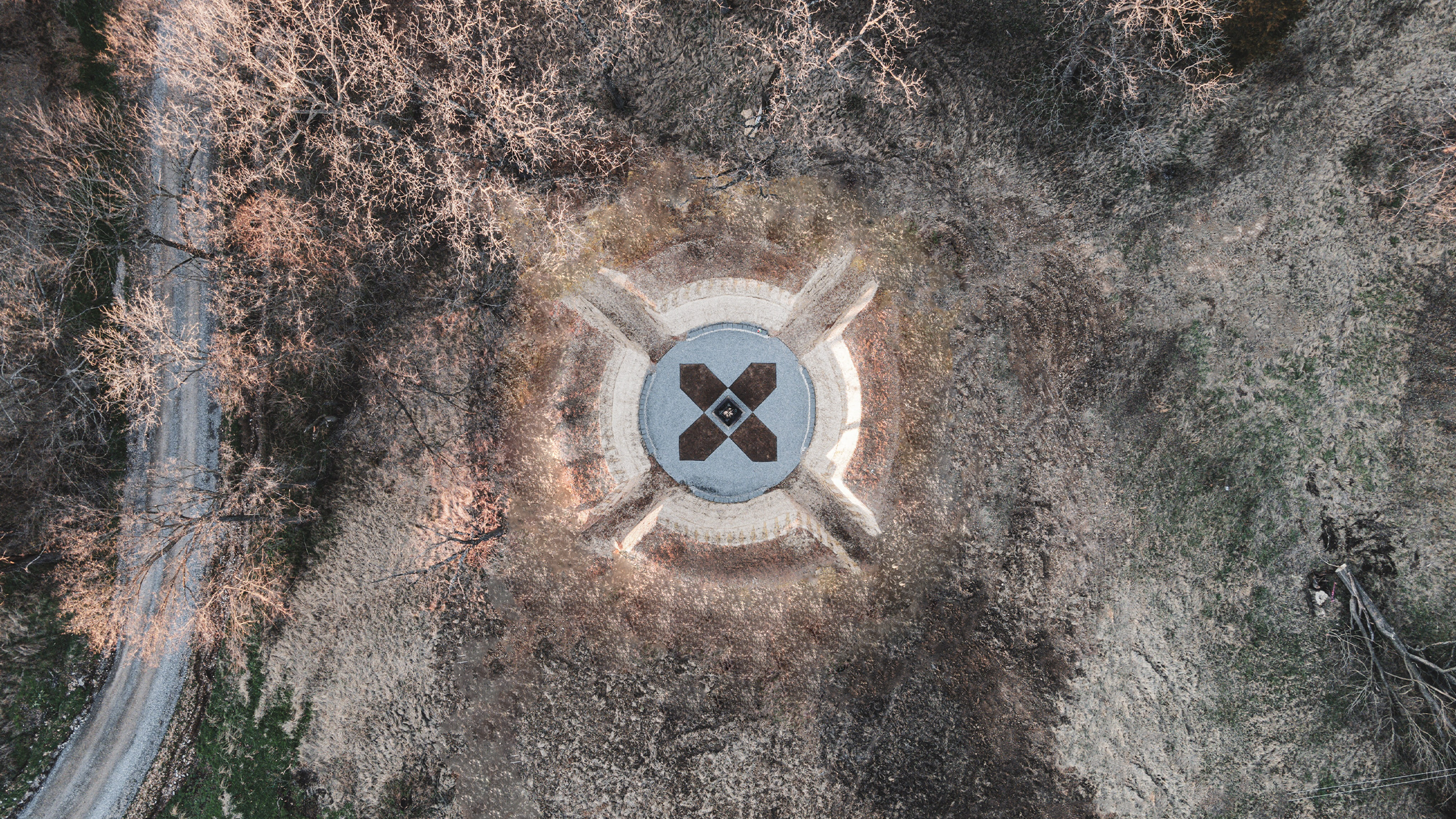 Aerial view of the circular SPACE gathering environment