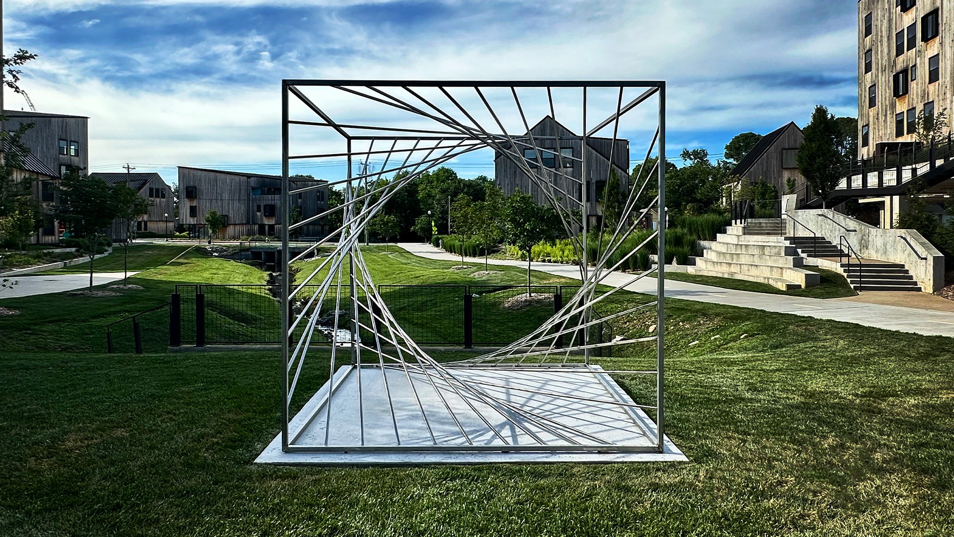 Parabolic Cube, a site-specific sculptural work by Griffin Loop